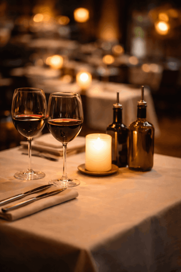 Wine and candlelight table